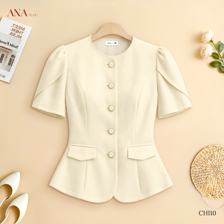 Áo Kiểu Công Sở Trung Niên ANA Mode Chất Liệu Cotton Lạnh Sang Trọng Đi Tiệc Quà Tặng Mẹ AK25CHI10