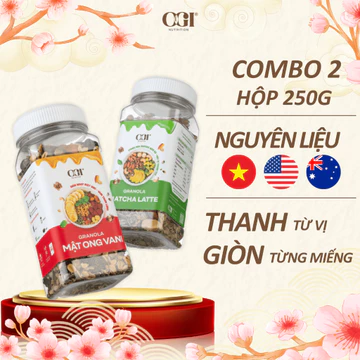 Combo 2 Hộp 250g Granola Siêu Hạt Mix Dinh Dưỡng 6 Vị –Ngũ Cốc Ăn Sáng Nhanh – Ăn Kiêng & Ăn Vặt Lành Mạnh–OGI Nutrition