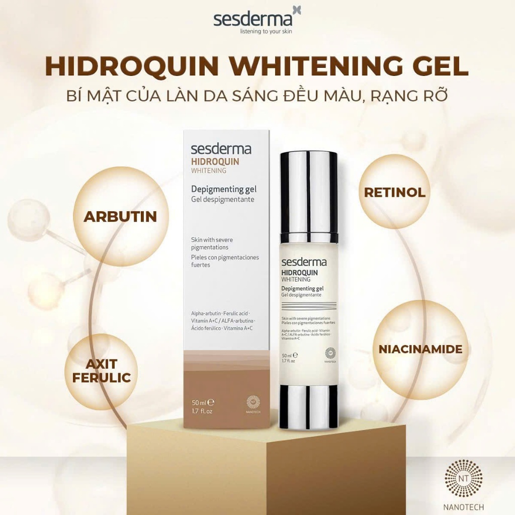 Gel dưỡng trắng da Sesderma Hidroquin Whitening Gel 50ml - Phương An House