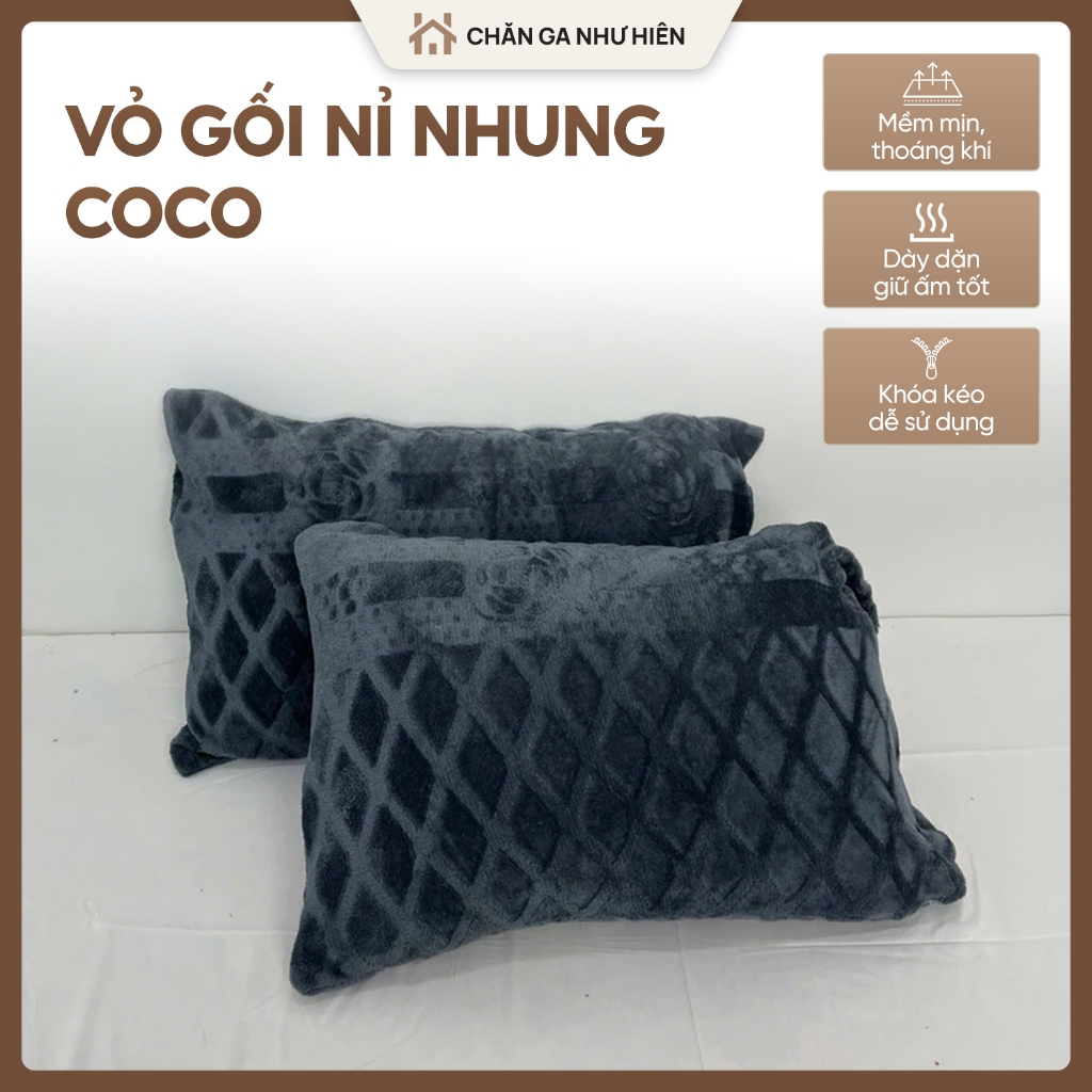 Vỏ Gối Nằm 45x65cm và Vỏ Gối Ôm 35cmx105cm Nỉ Nhung Coco  – Giữ ấm tốt – Êm ái mềm mịn cho mùa đông