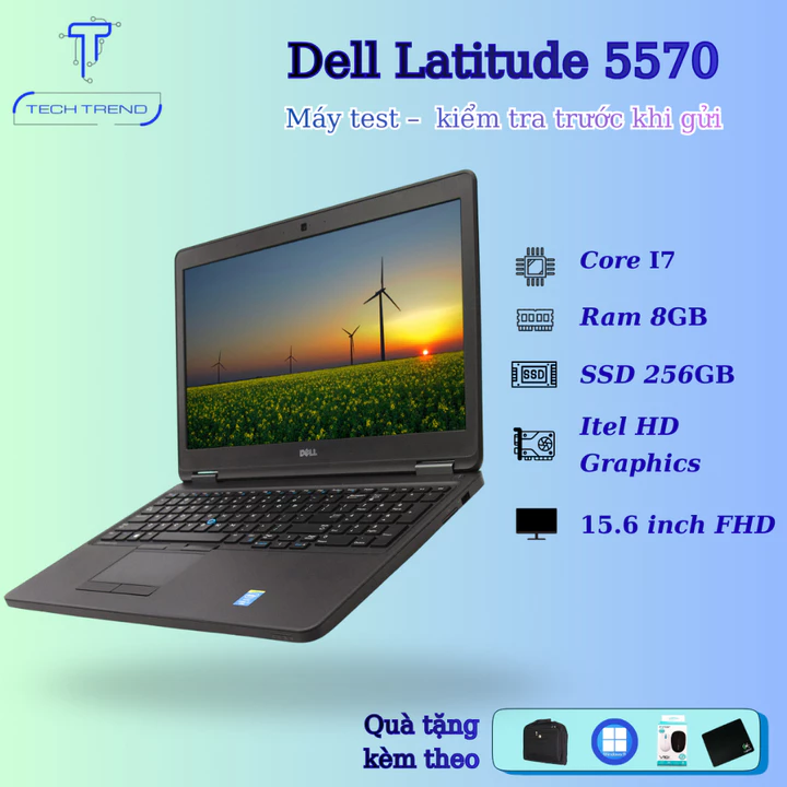 Laptop Văn Phòng Dell Latitude 5570 Core i7-6820HQ, Ram 8gb, SSD 256gb, Cạc VGA rời, Màn 15.6 FHD