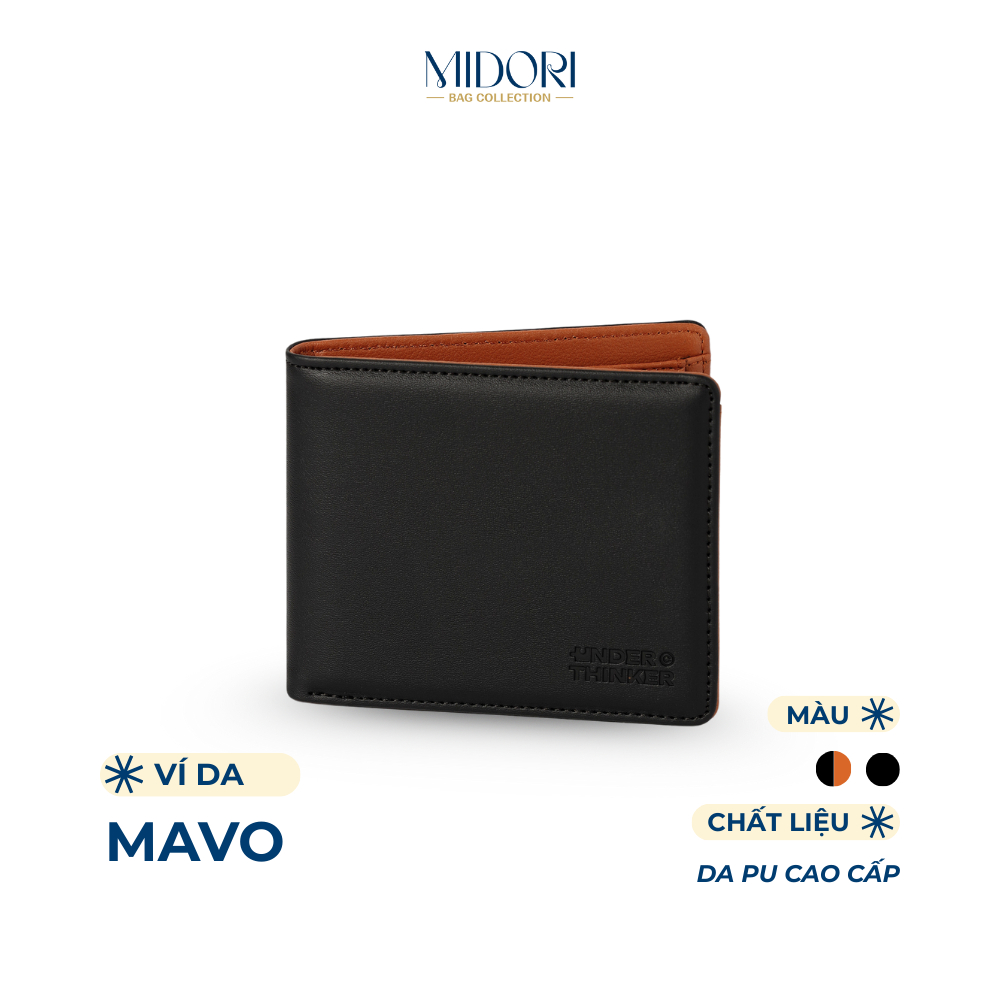 Ví Da PU Ngang MAVO Cầm Tay Nam Nữ Unisex Basic Bóp Đựng Tiền Thẻ Nhiều Ngăn | MIDORI BAG COLLECTION