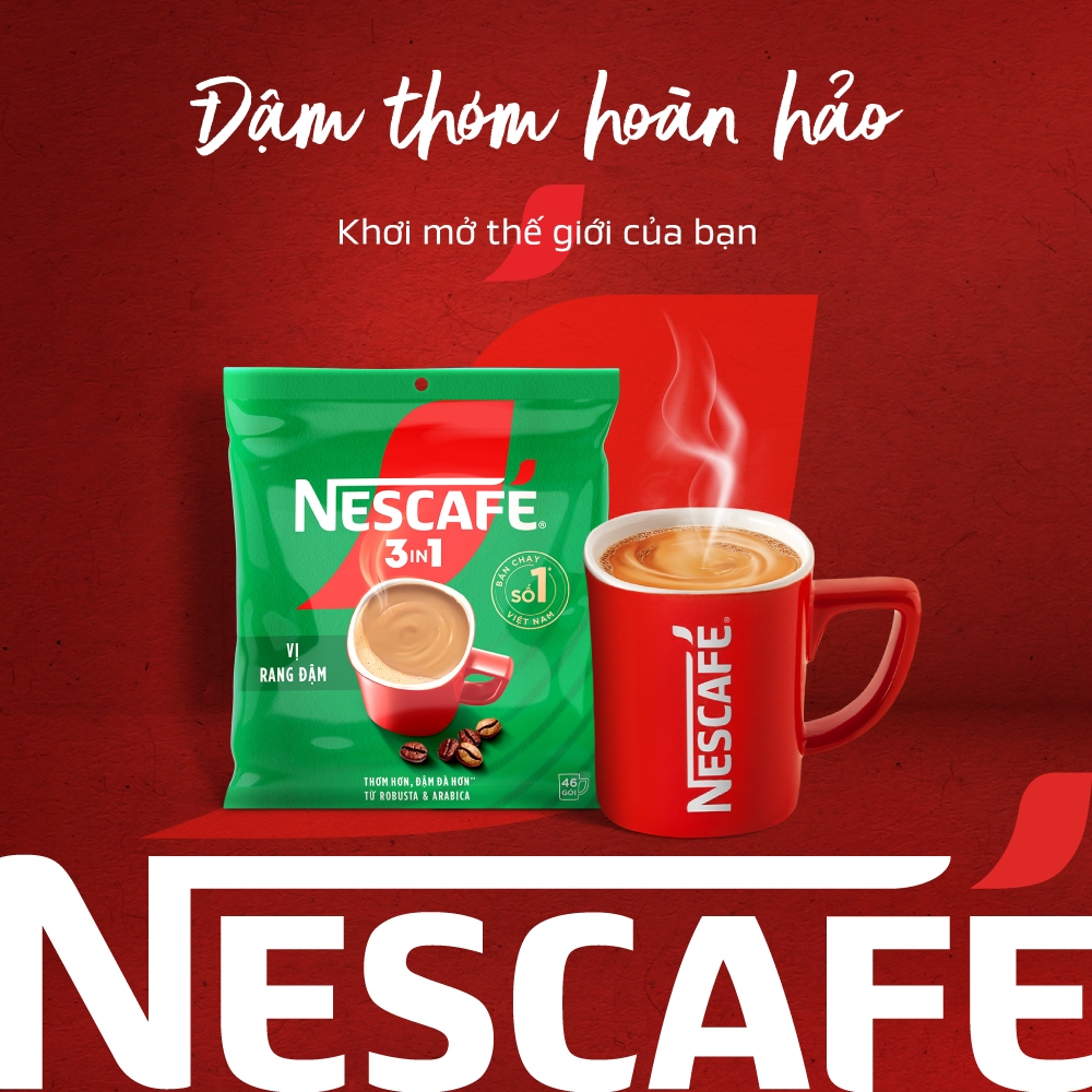 Combo 3 Bịch Cà phê Hòa tan NESCAFÉ VỊ RANG ĐẬM 46 gói Đậm Thơm Hoàn Hảo