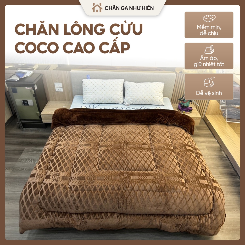 Chăn Lông Cừu COCO Cao Cấp 2m x 2m3 – Mền Nỉ Lông Thỏ Mềm Mịn, Siêu Ấm, Không Rụng Lông, Hàng Loại 1