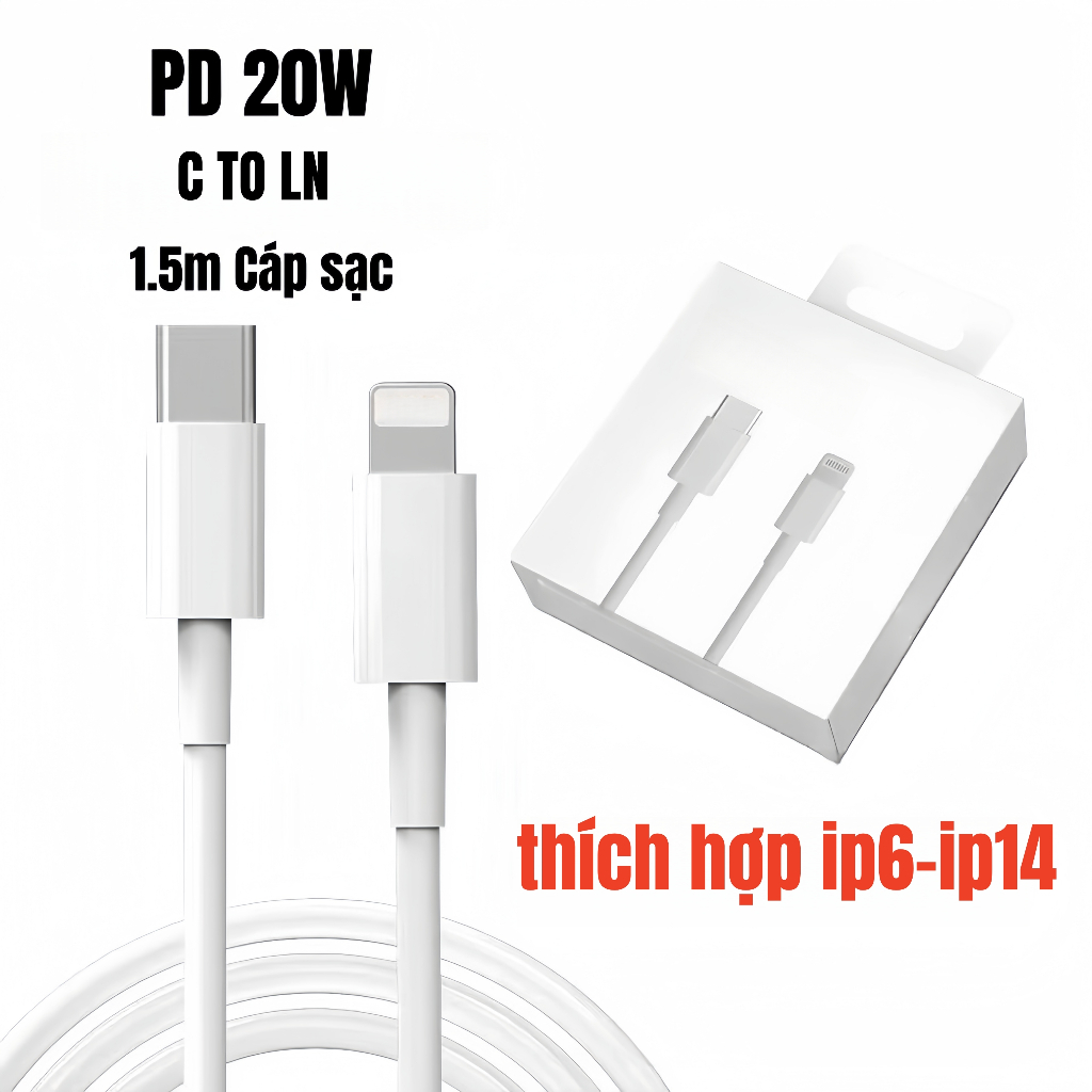 sạc nhanh PD20W Chíp  TypeC to L 1.5met,sạc nhanh  Phụ Kiện Sạc Điện Thoại phone PD20W