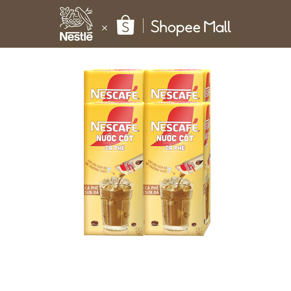 COMBO 4 HỘP NƯỚC CỐT CÀ PHÊ NESCAFÉ - CÀ PHÊ SỮA ĐÁ (hộp 5 gói x 75 ml)