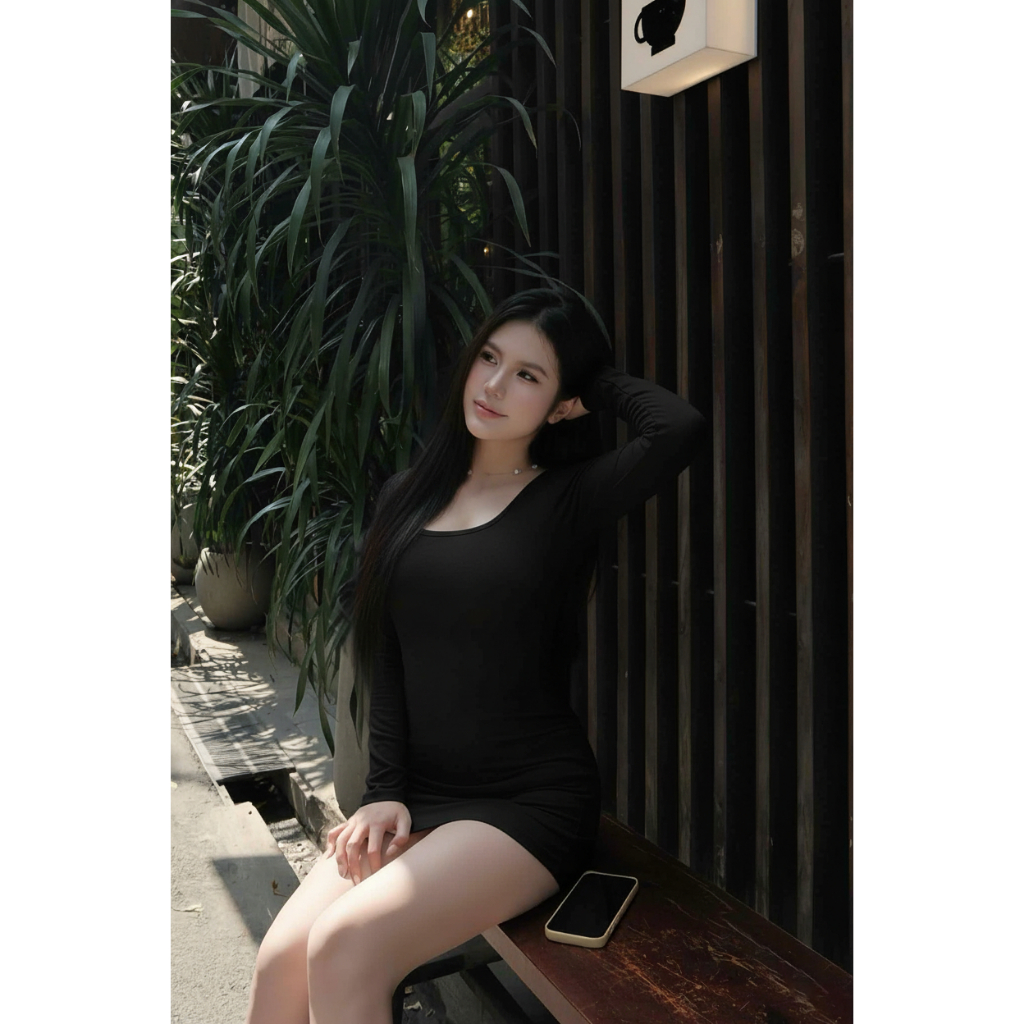 | LYN WEAR | (HOẢ TỐC) ĐẦM BODY HỒNG PASTEL TAY DÀI CỔ VUÔNG HÀN QUỐC