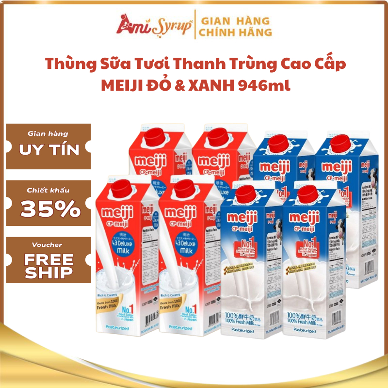 [HỎA TỐC] Thùng Sữa Tươi Thanh Trùng Cao Cấp MEIJI ĐỎ & XANH 946ml Sữa Cao Cấp Thơm Ngon Bổ Dưỡng