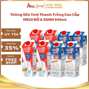 Thùng Sữa Tươi Thanh Trùng Cao Cấp MEIJI ĐỎ & XANH 946ml Sữa Cao Cấp Thơm Ngon Bổ Dưỡng