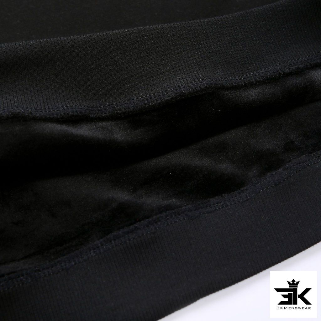 Áo Nỉ Lót Lông Cotton 100%, Áo Sweater 3KMenswear Áo Unisex Nam Nữ Thêu Bo Tay Cổ Tròn 45-85kg