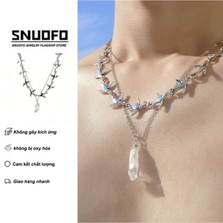 SNUOFO - Dây chuyền hai lớp hình chim thiết kế độc đáo với mặt dây chuyền tối giản - Phụ kiện độc đáo