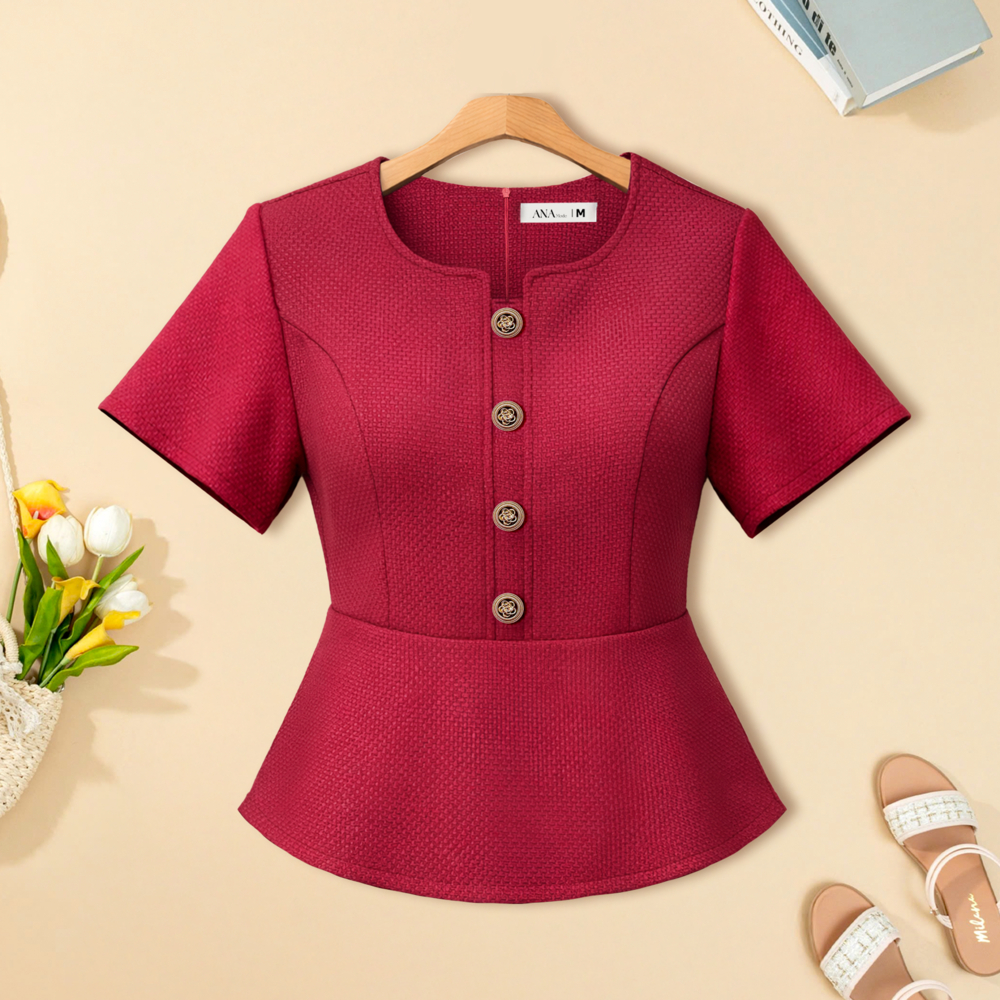 Áo Kiểu Công Sở Trung Niên ANA Mode Chất Liệu Dệt Thoi Sang Trọng Đi Tiệc Quà Tặng Mẹ AK25VHG16