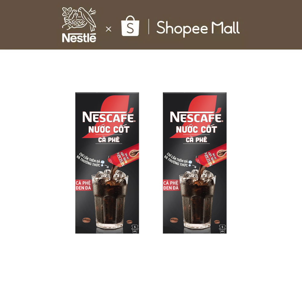 COMBO 2 HỘP NƯỚC CỐT CÀ PHÊ NESCAFÉ - CÀ PHÊ ĐEN ĐÁ (hộp 5 gói x 75 ml)