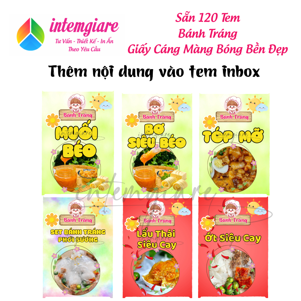 Combo 118 Tem Dán Bánh Tráng In Theo Yêu Cầu, Kích thước 4x6cm | Shopee ...