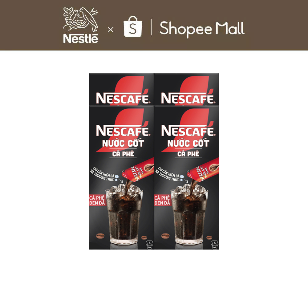 COMBO 4 HỘP NƯỚC CỐT CÀ PHÊ NESCAFÉ - CÀ PHÊ ĐEN ĐÁ (hộp 5 gói x 75 ml)