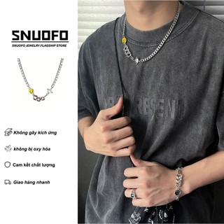 SNUOFO - Dây chuyền thép titan thiết kế hành tinh độc đáo dây đôi đeo ngang xương quai xanh không phai màu