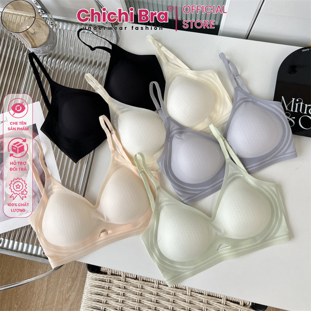 Áo Lót Áo Bra Nữ Chichi Bra Chất Su Mỏng Không Gọng Mút Giọt Nước Dày 3CM Thoáng Khí Không Lộ Viền -- 9736