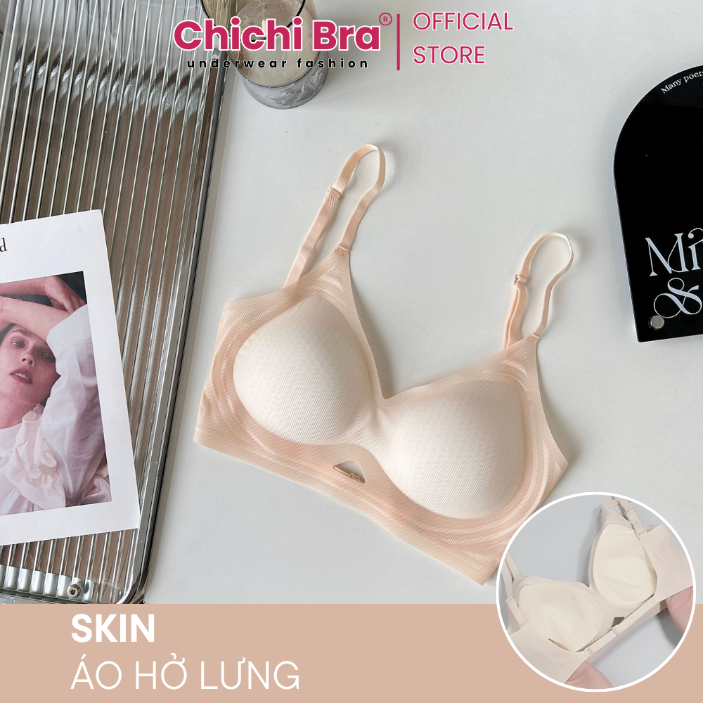 Áo Lót Áo Bra Nữ Chichi Bra Chất Su Mỏng Không Gọng Mút Giọt Nước Dày 3CM Thoáng Khí Không Lộ Viền -- 9736
