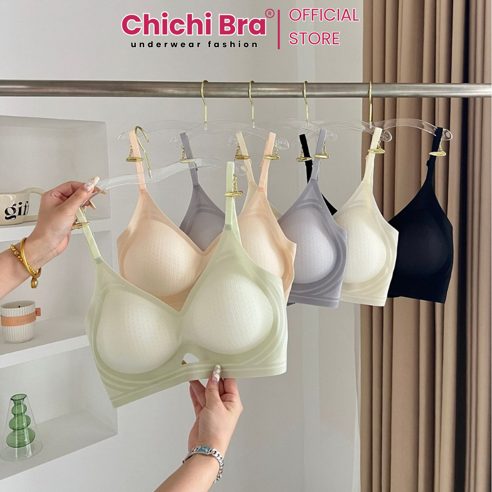 Áo Lót Áo Bra Nữ Chichi Bra Chất Su Mỏng Không Gọng Mút Giọt Nước Dày 3CM Thoáng Khí Không Lộ Viền -- 9736