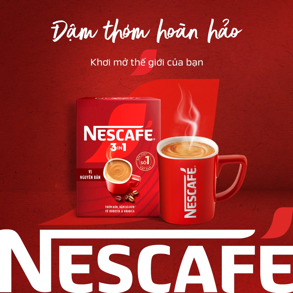 [CÔNG THỨC CẢI TIẾN] Combo 3 hộp Cà phê Hòa tan NESCAFÉ VỊ NGUYÊN BẢN 20 gói - Đậm thơm hài hòa