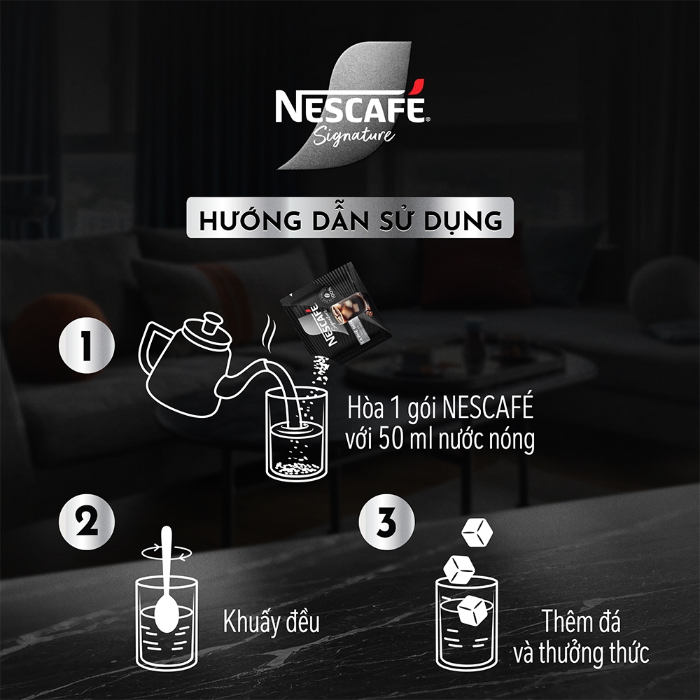 Combo 2 hộp Cà phê đen hòa tan NESCAFÉ Signature Hộp 10 gói ĐẬM ĐÀ TUYỆT HẢO