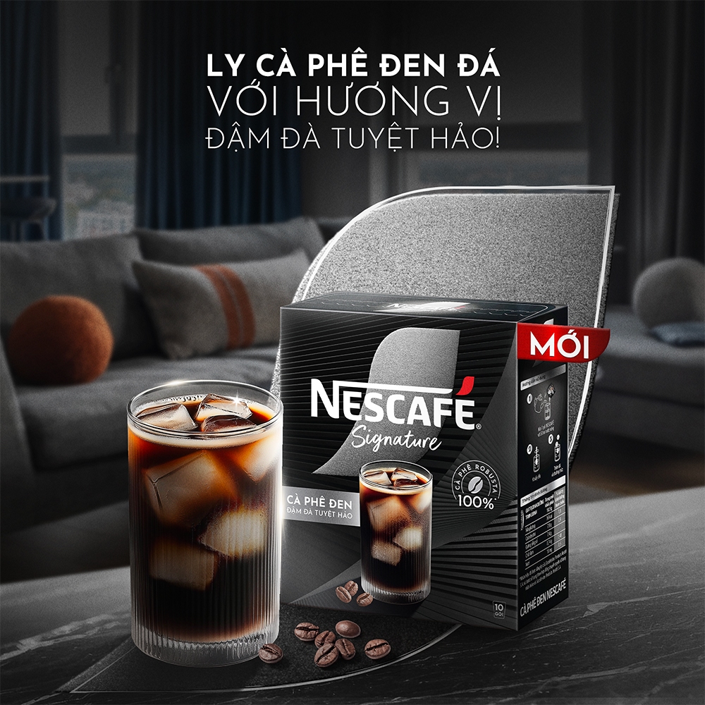 Combo 2 hộp Cà phê đen hòa tan NESCAFÉ Signature Hộp 10 gói ĐẬM ĐÀ TUYỆT HẢO