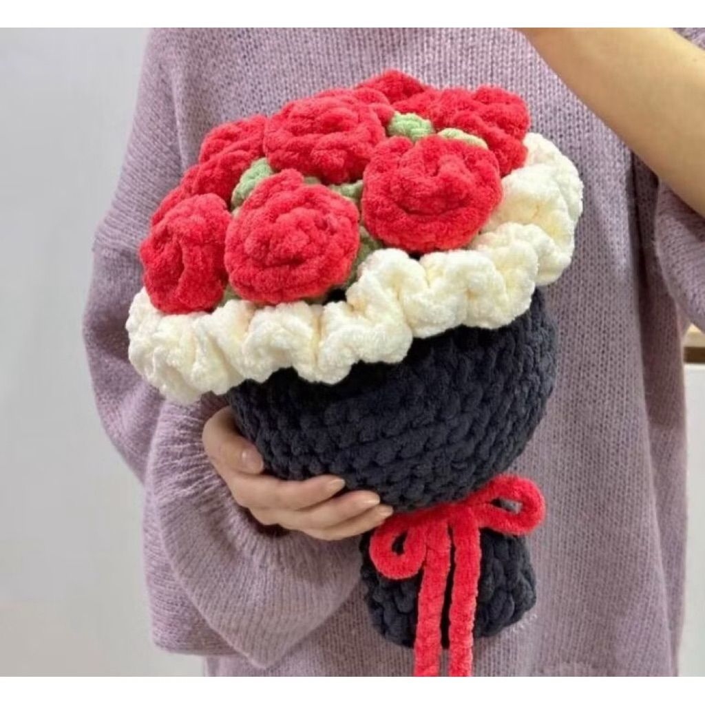 Quà tặng bó hoa len nhung đũa handmade sản phẩm thủ công bó hoa mini #handmade