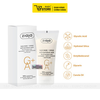 Mặt Nạ Tẩy Tế Bào Chết 2in1 Chứa Glycolic Acid Giúp Da Mịn Màng Ziaja Face Mask + Scrub With Glycolic Acid 55ml