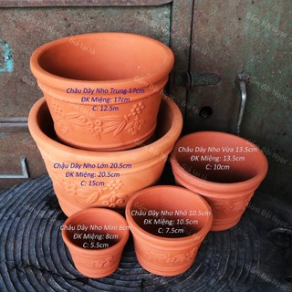 Chậu Đất Nung Nhiều Màu Nhiều Kích Thước - Chậu Ly - Trồng Sen Đá - Xương Rồng Từ 17cm Đến 20cm - Gốm Lái Thiêu