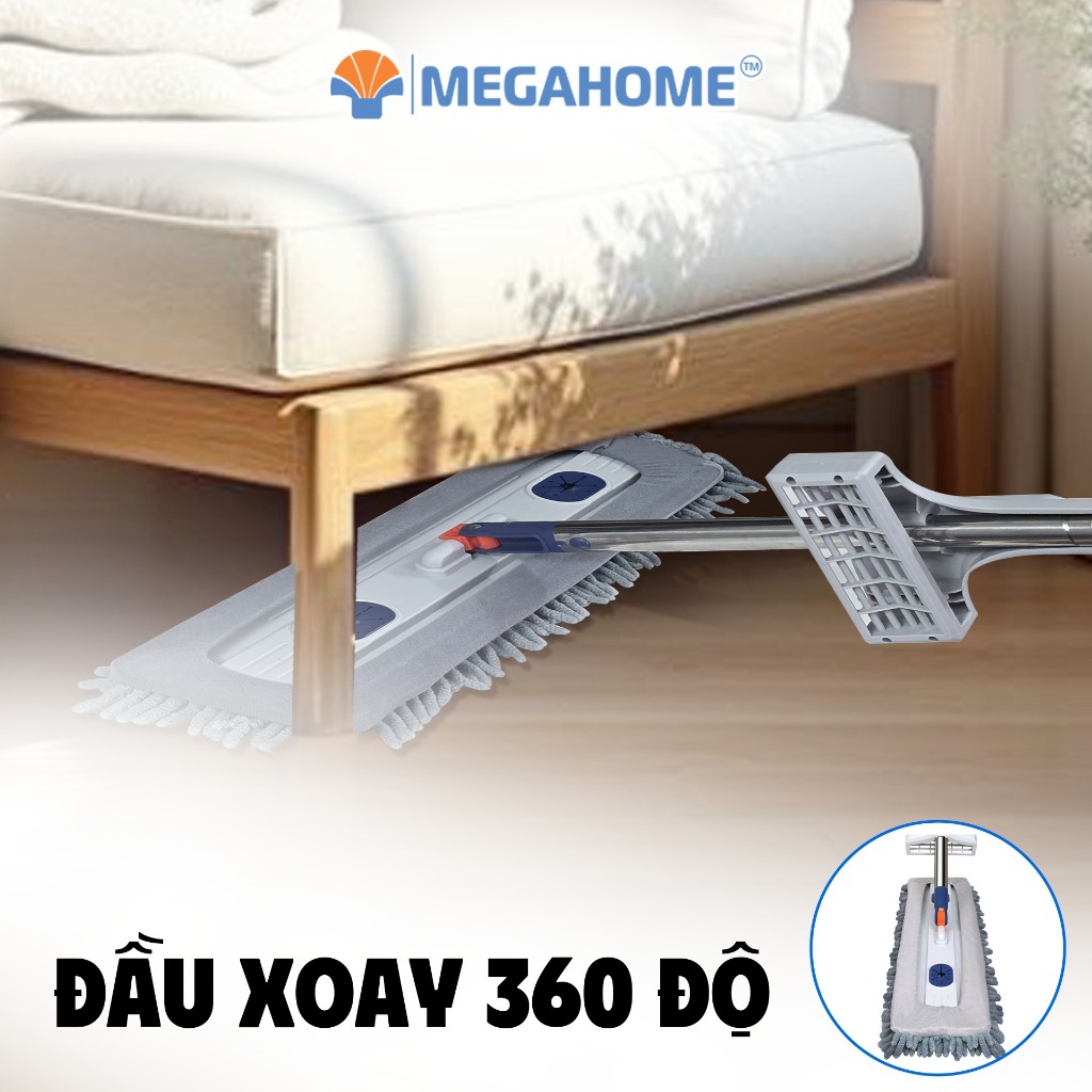 [HỎA TỐC] Cây Lau Nhà Tự Vắt Không Cần Giặt Tay Lau Siêu Nhẹ Bản Lau 45cm MEGAHOME, Kéo Rút Vắt Xả Nước, Tấm Lau San Hô