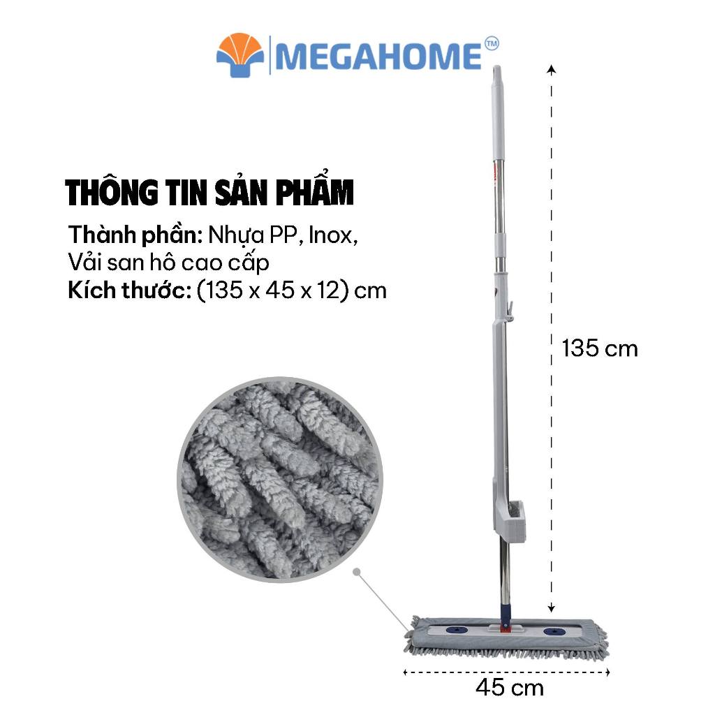 [HỎA TỐC] Cây Lau Nhà Tự Vắt Không Cần Giặt Tay Lau Siêu Nhẹ Bản Lau 45cm MEGAHOME, Kéo Rút Vắt Xả Nước, Tấm Lau San Hô