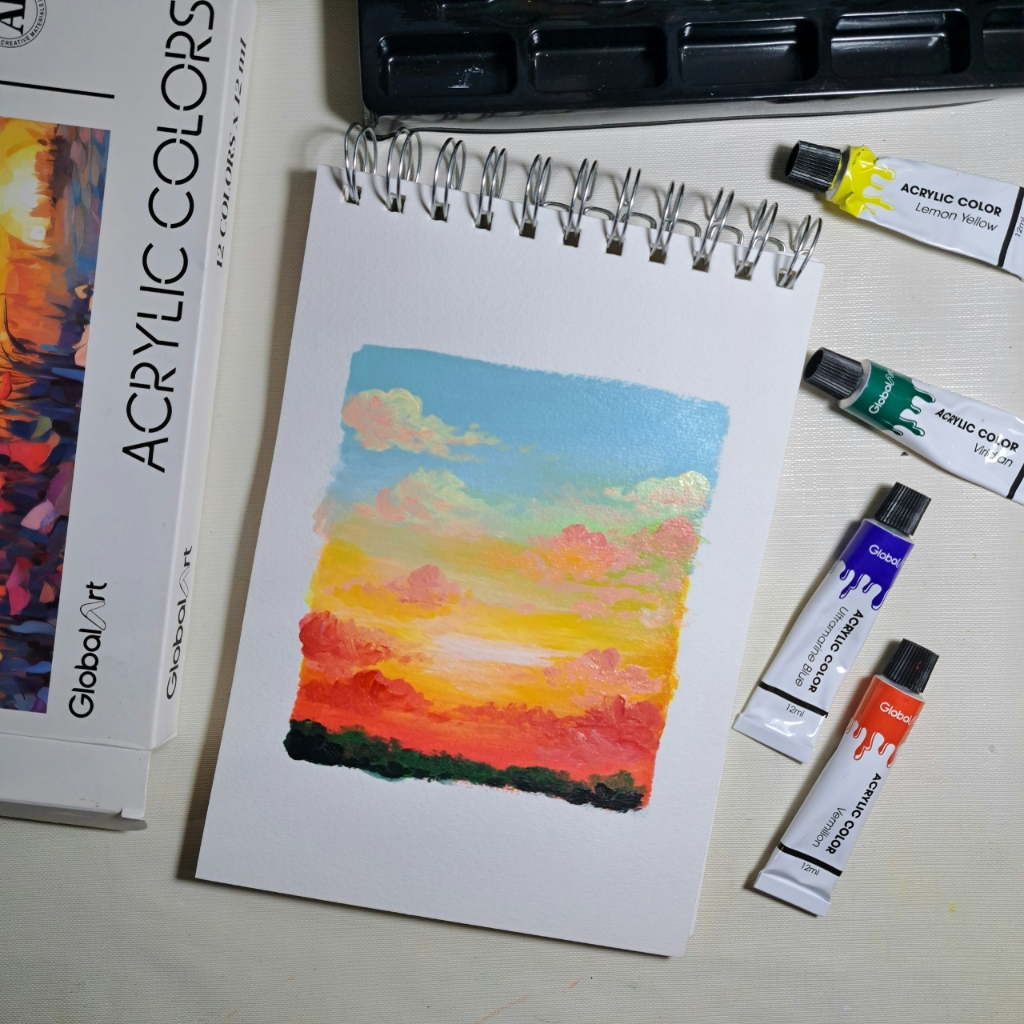 Màu Acrylic Tuýp 12ml GLOBAL ART 24 Màu Tươi Sáng, Độ Che Phủ Cao, Chồng Được Màu, Chống Nước, Vẽ Trên Nhiều Chất Liệu