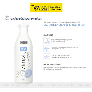 Eva Simply Shampoo For Dry And Damaged Hair Silk 500ml - Dầu gội Silk cho tóc khô & hư tổn