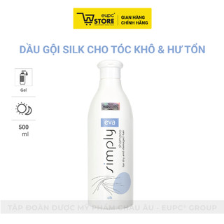 Eva Simply Shampoo For Dry And Damaged Hair Silk 500ml - Dầu gội Silk cho tóc khô & hư tổn