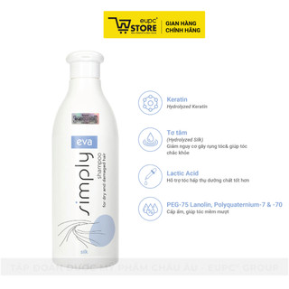 Eva Simply Shampoo For Dry And Damaged Hair Silk 500ml - Dầu gội Silk cho tóc khô & hư tổn