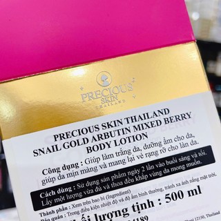Sữa dưỡng thể Snail Gold Arbutin Mix Berry Body Lotion Precious Skin 500ML - CÓ TEM PHỤ