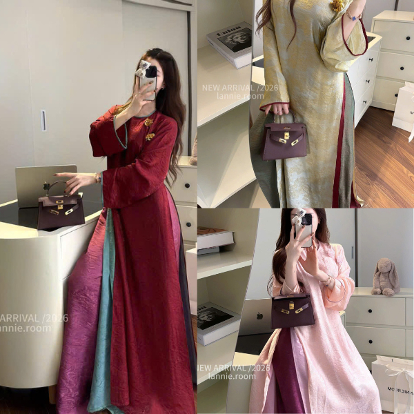 ZIMM STORE-Áo dài nữ chất lụa mềm mịn form dài truyền thống