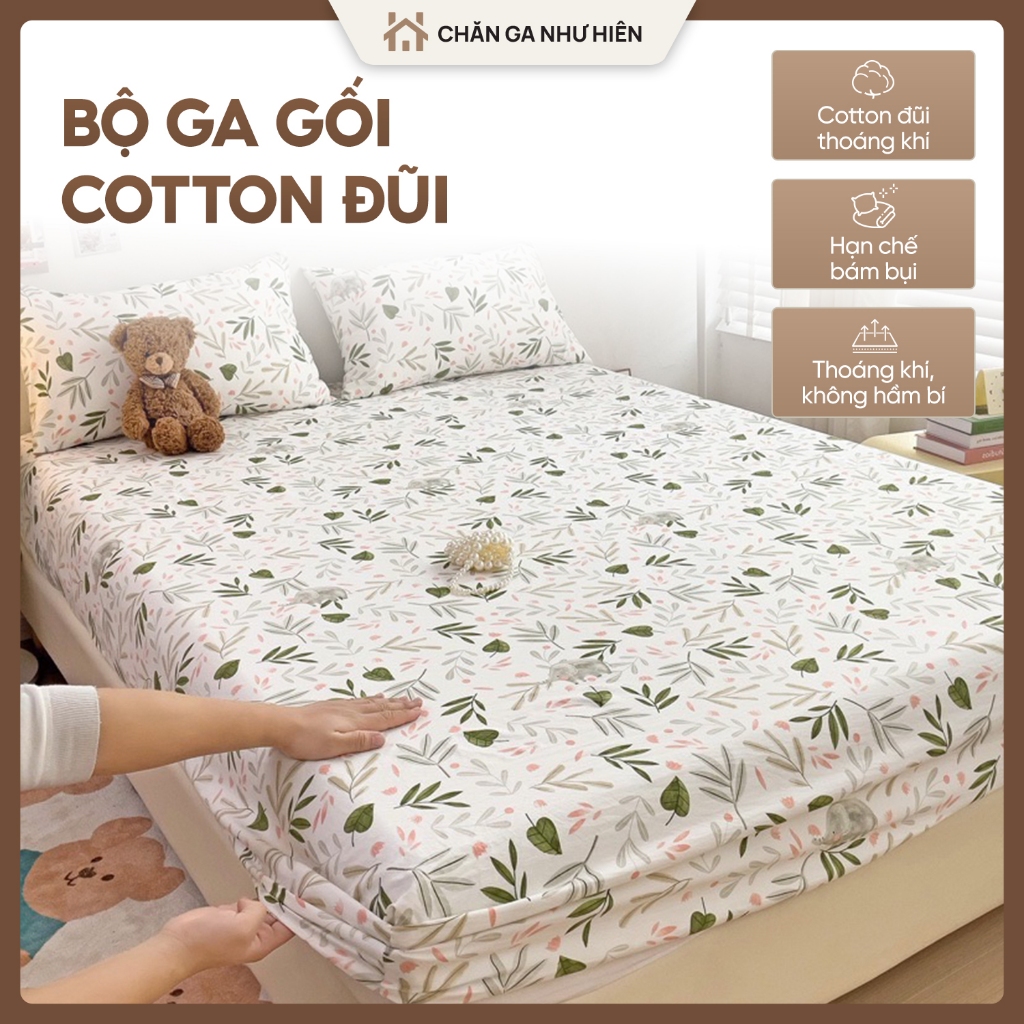 Bộ Ga Gối Cotton Đũi 3 Món – Mềm Mịn Thoáng Khí, Mẫu Mã Đa Dạng