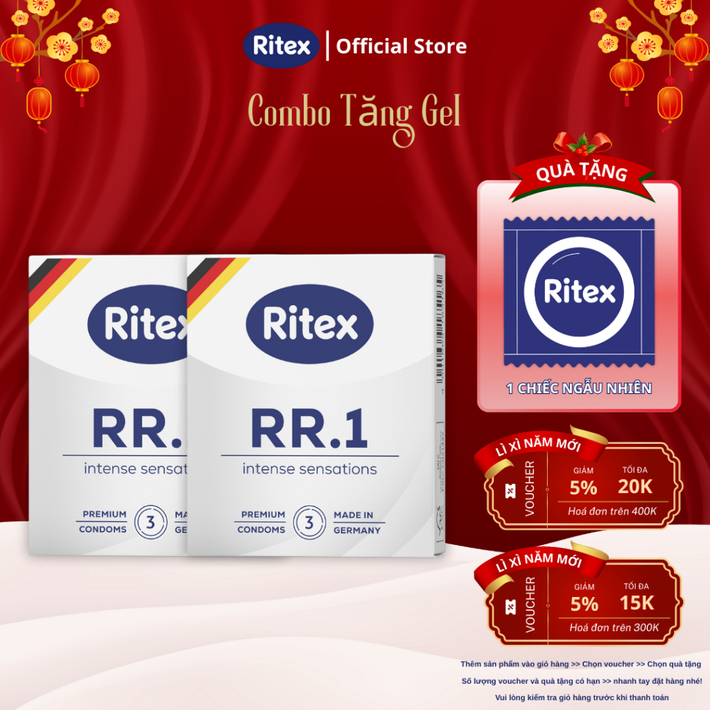 Combo 02 Hộp Bao Cao Su Siêu Bền Cho Cuộc Yêu Thăng Hoa RITEX RR.1 ...