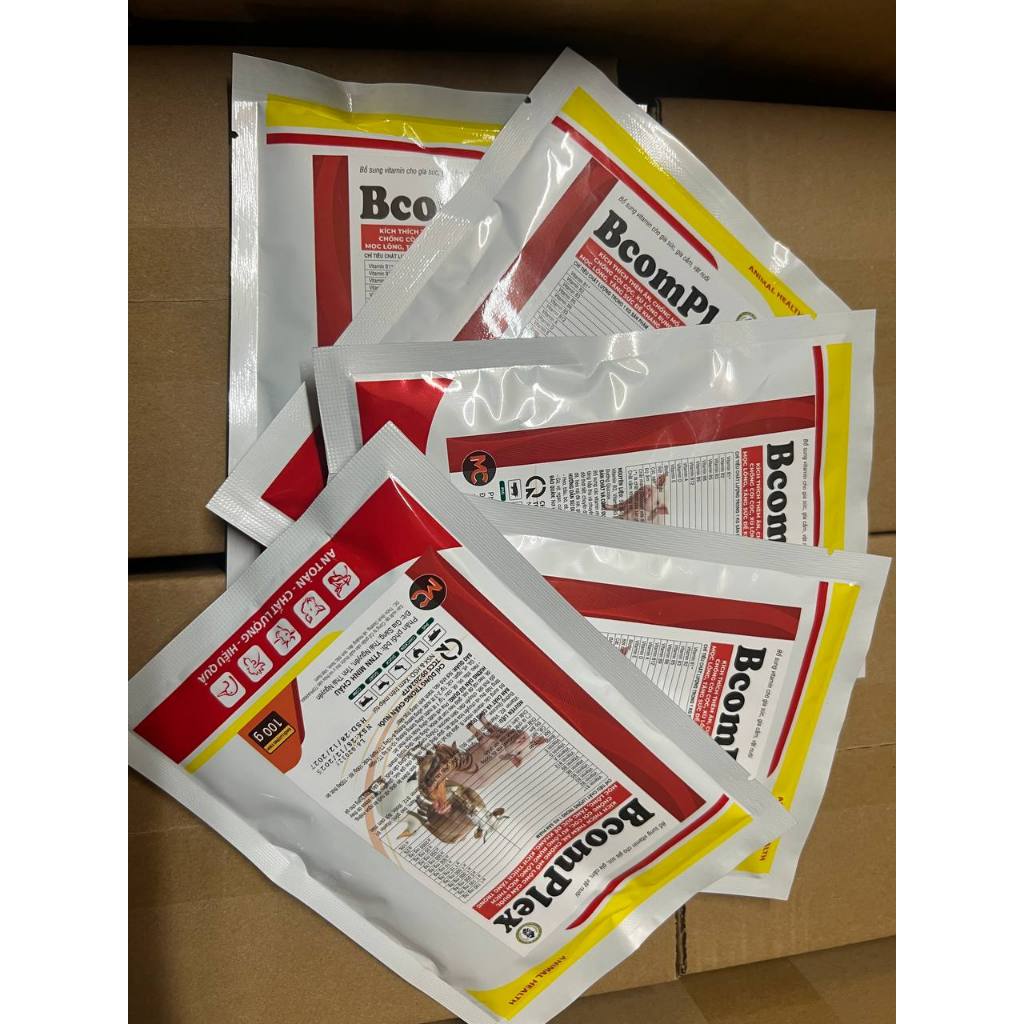 BCOMPLEX – VITAMIN TỔNG HỢP CHO GIA SÚC, GIA CẦM (100 Gram) Chống rụng lông – xù lông – c.ắn đuôi tăng lớn cho vật nuôi