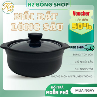 Nồi đất nắp kính lòng sâu, Nồi kho cá, kho quẹt, Nồi đất nung tráng men