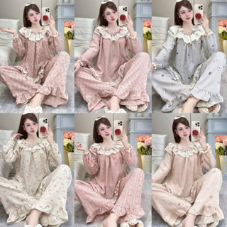 [DEAL MỞ BÁN] Bộ Đồ Ngủ Nữ JUSOKA Pijama Chất Liệu Đũi Vân Mây Cổ Viền Ren Tròn Đính Nơ Mềm Mịn DU42