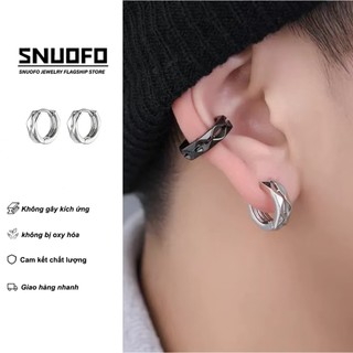 SNUOFO - Khuyên tai kẹp dành cho nam sang trọng phong cách độc đáo cao cấp không cần xỏ lỗ tai kiểu dáng mới