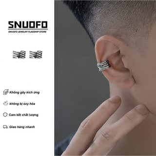 SNUOFO - Khuyên tai thép titan kiểu dáng tối giản dạng kẹp cho nam kiểu dáng mới không cần khoan kẹp sụn tai