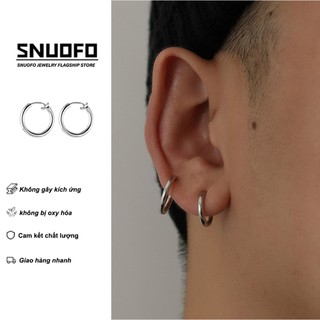 SNUOFO - Khuyên tai kẹp vành tai thiết kế độc đáo cảm giác cao cấp kẹp tai đinh tán vòng đơn giản khuyên tai giả