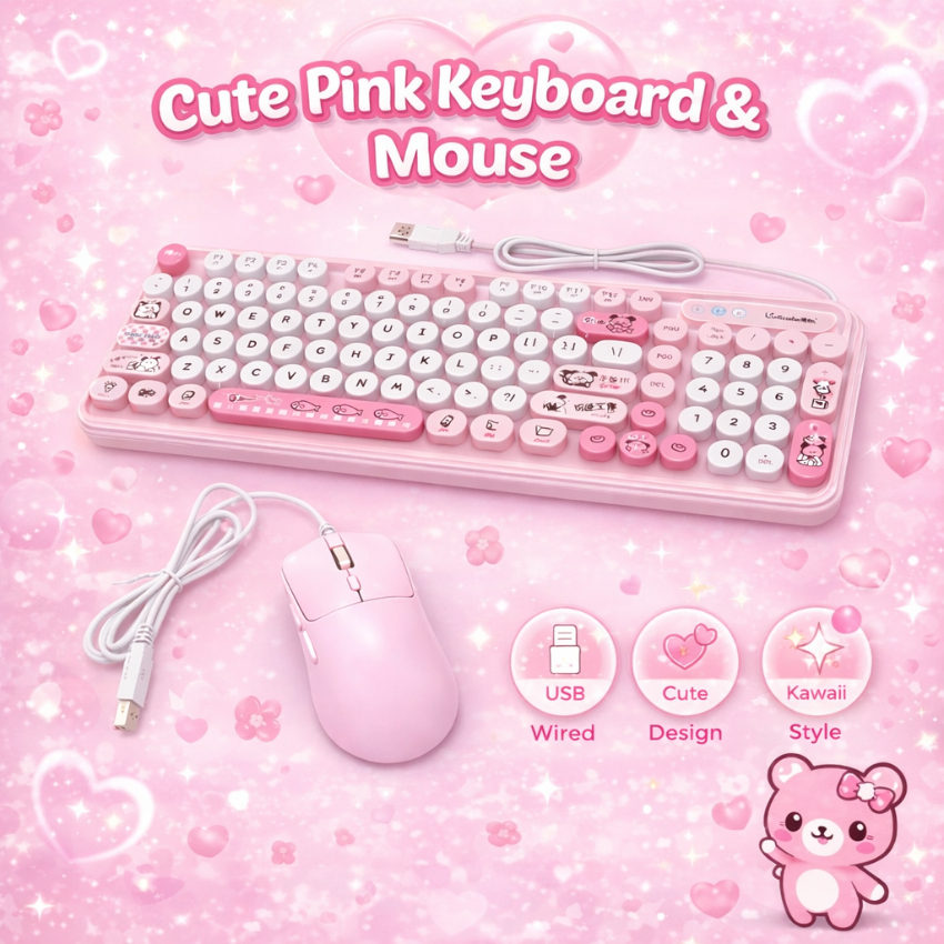 Combo Bàn Phím & Chuột Cute K-Snake K2 Pro– Gõ Êm, Không Tiếng Ồn
