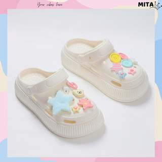 Dép nữ đế dày Mita cao 5cm kèm bộ Sticker độc đáo có quai hậu dễ thương CS-26