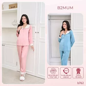 Bộ bầu mặc nhà Lụa Latin cao cấp mềm mát thấm hút mồ hôi, Quần có túi có chun cúc điều chỉnh b762