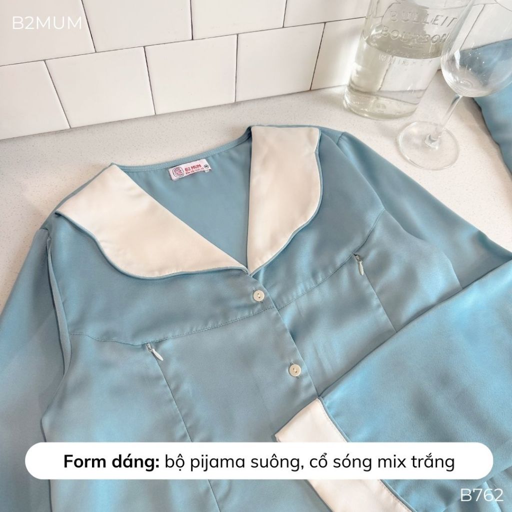 Bộ bầu mặc nhà Lụa Latin cao cấp mềm mát thấm hút mồ hôi, Quần có túi có chun cúc điều chỉnh b762