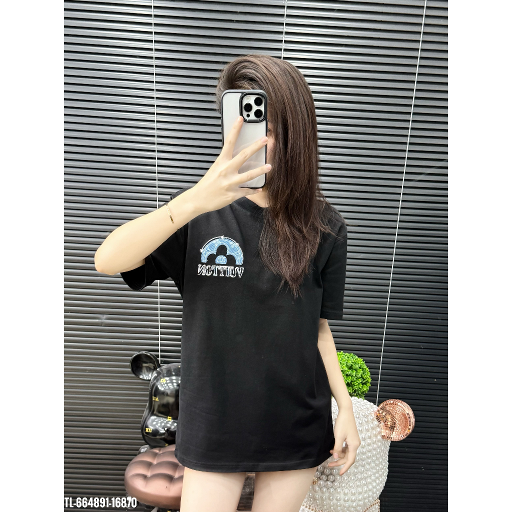 ÁO thun nam QC cổ tròn họa tiết thêu tay ngắn phong cách trẻ trung chuẩn from